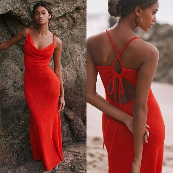 Anthropologie Dresses & Skirts - Anthropologie Sunday in Brooklyn Open Back Knit Maxi Dress, Red – Medium